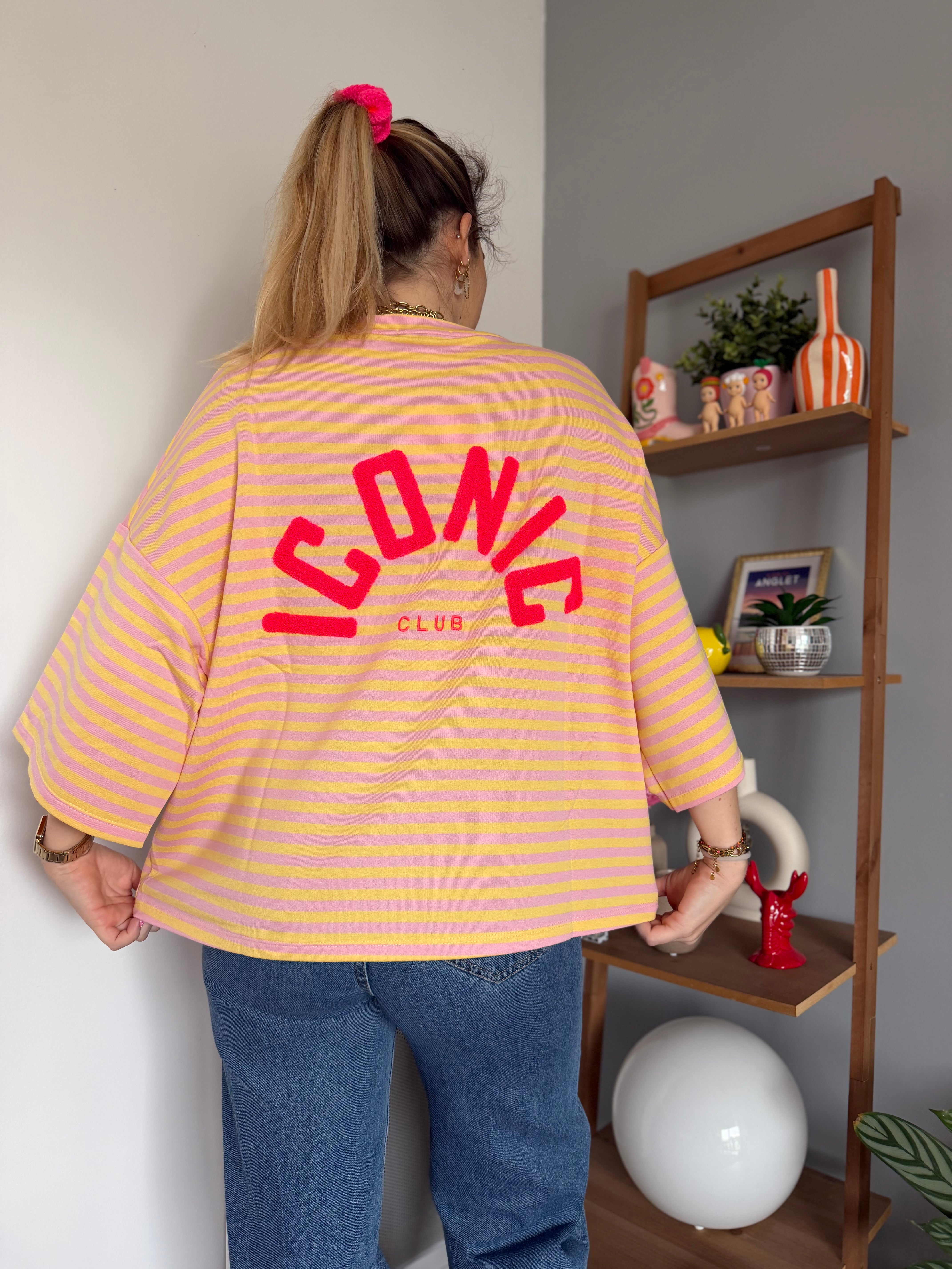 T-shirt marinière ICONIC Jaune + Rose
