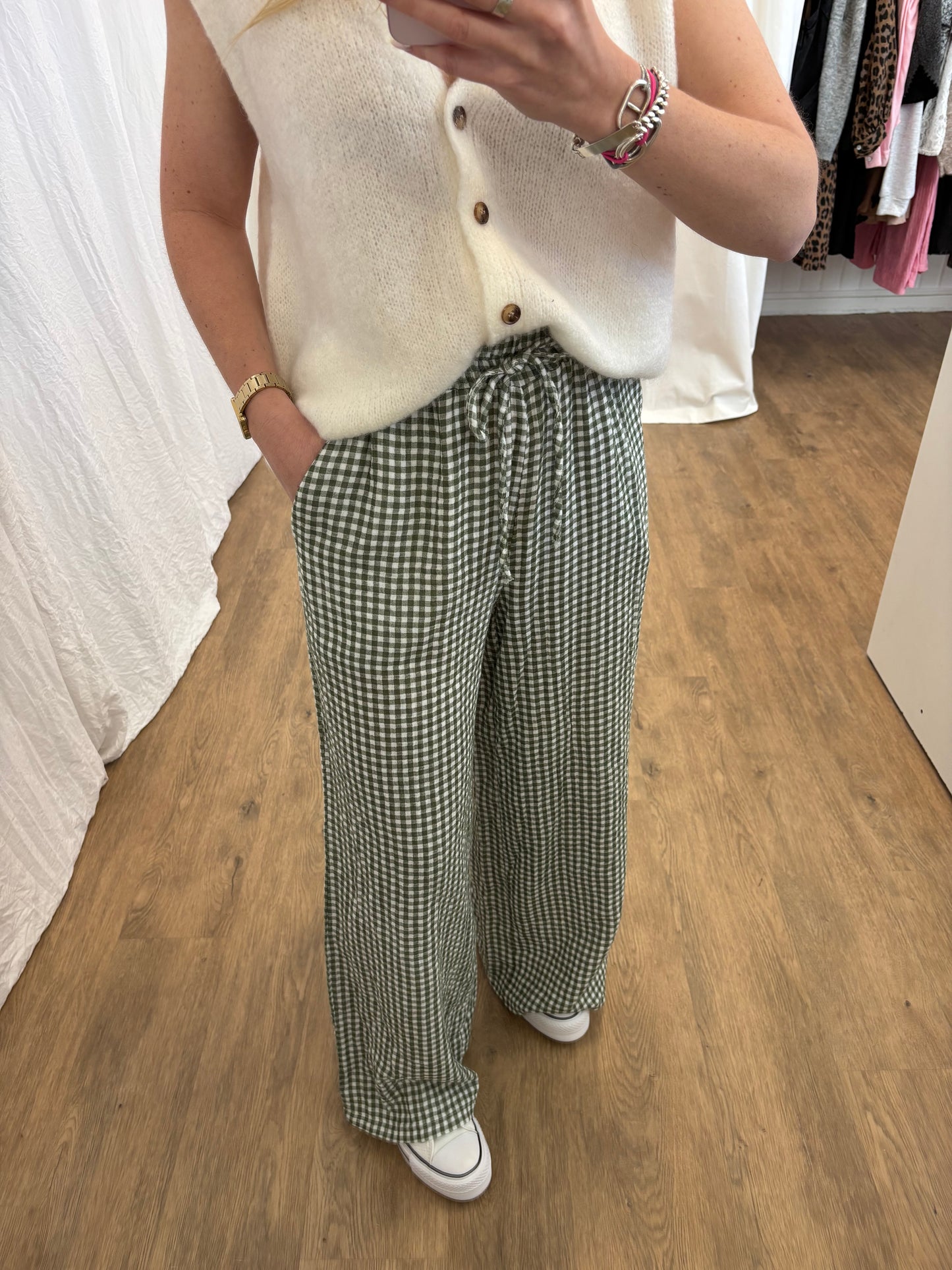 Pantalon NOA Vichy Kaki