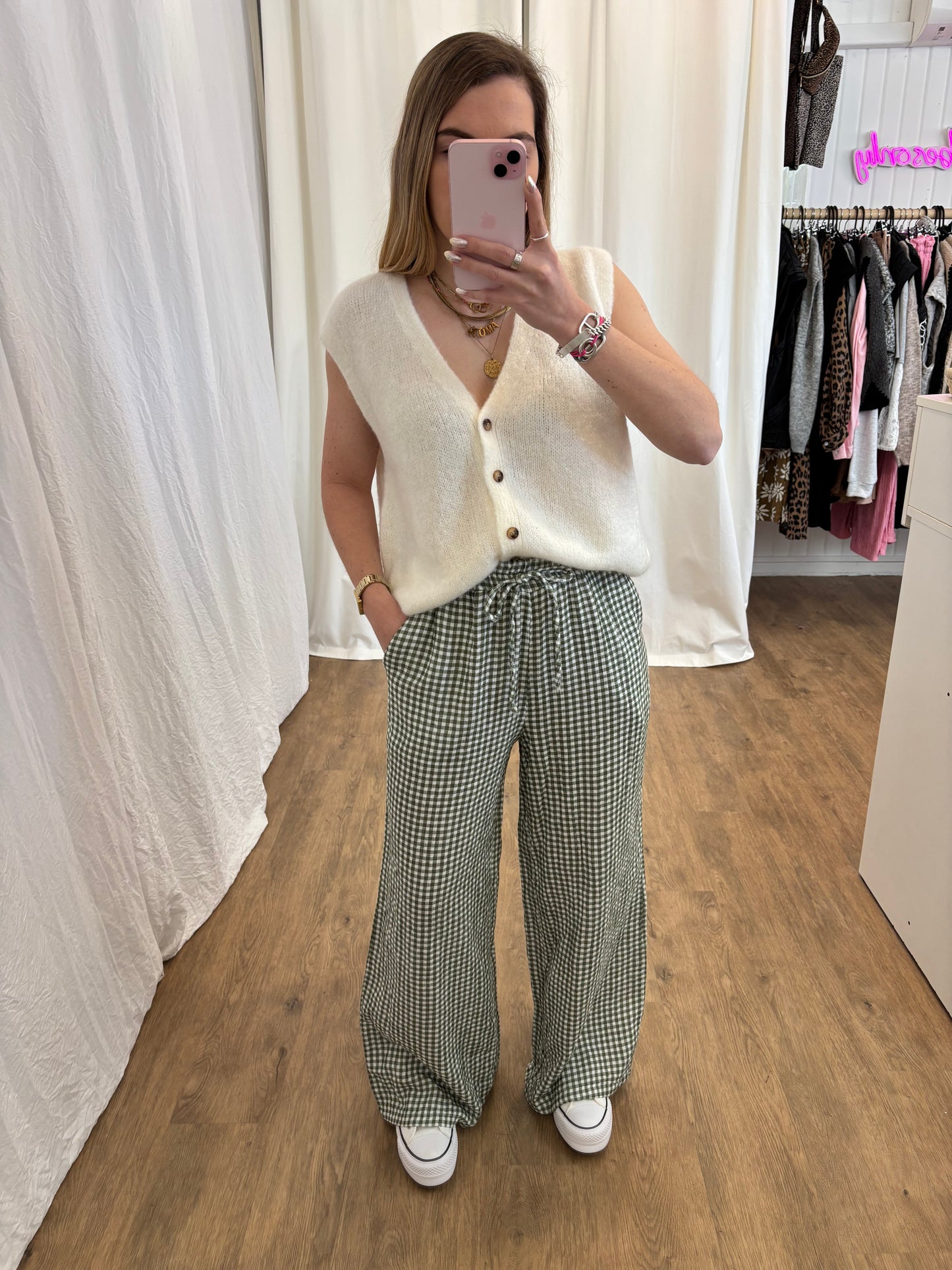 Pantalon NOA Vichy Kaki