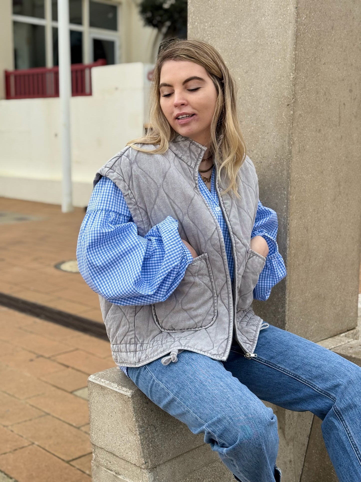 Veste sans manches matelassée DIDI Gris clair