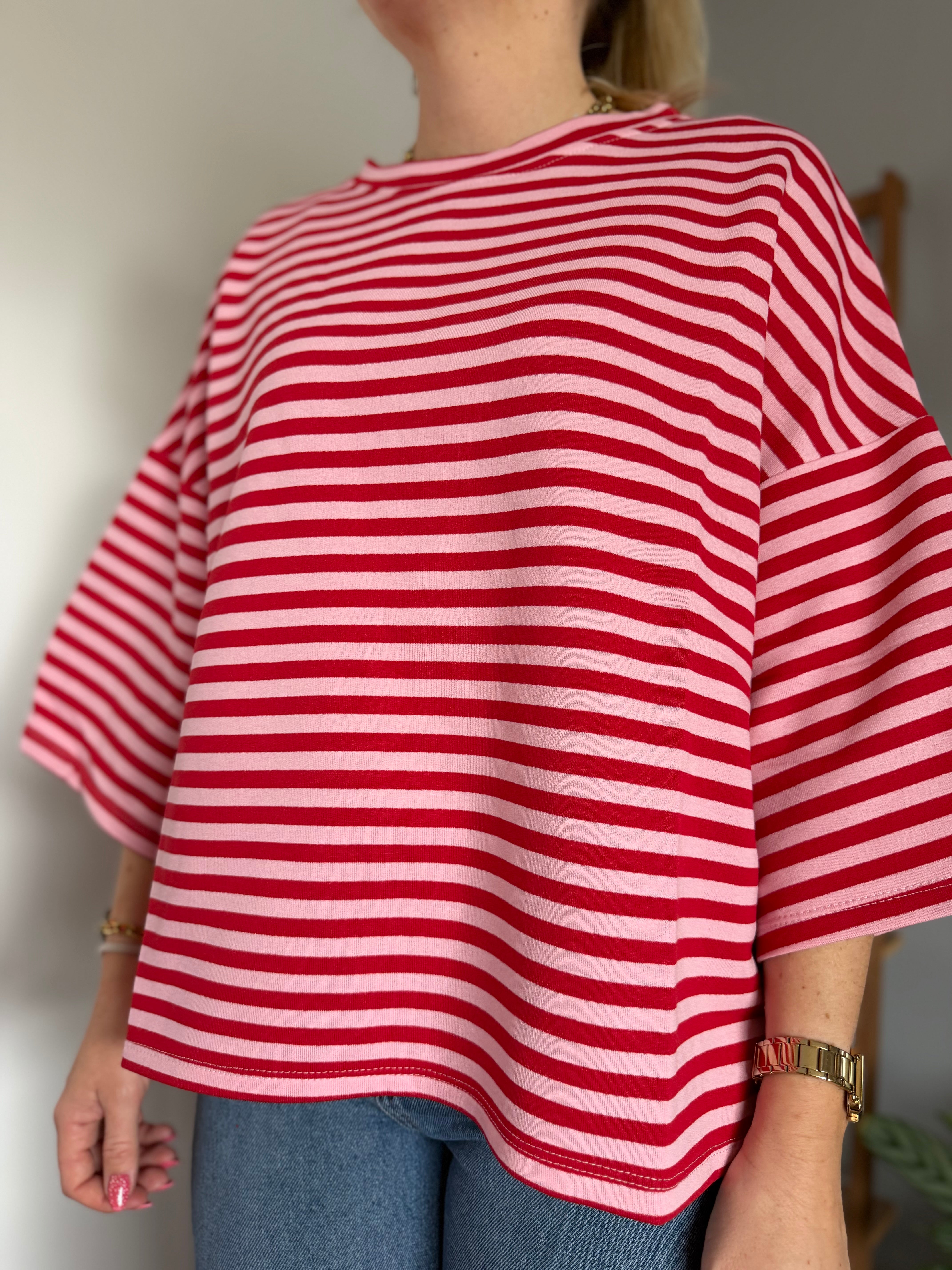T-shirt marinière ICONIC Rouge + Rose