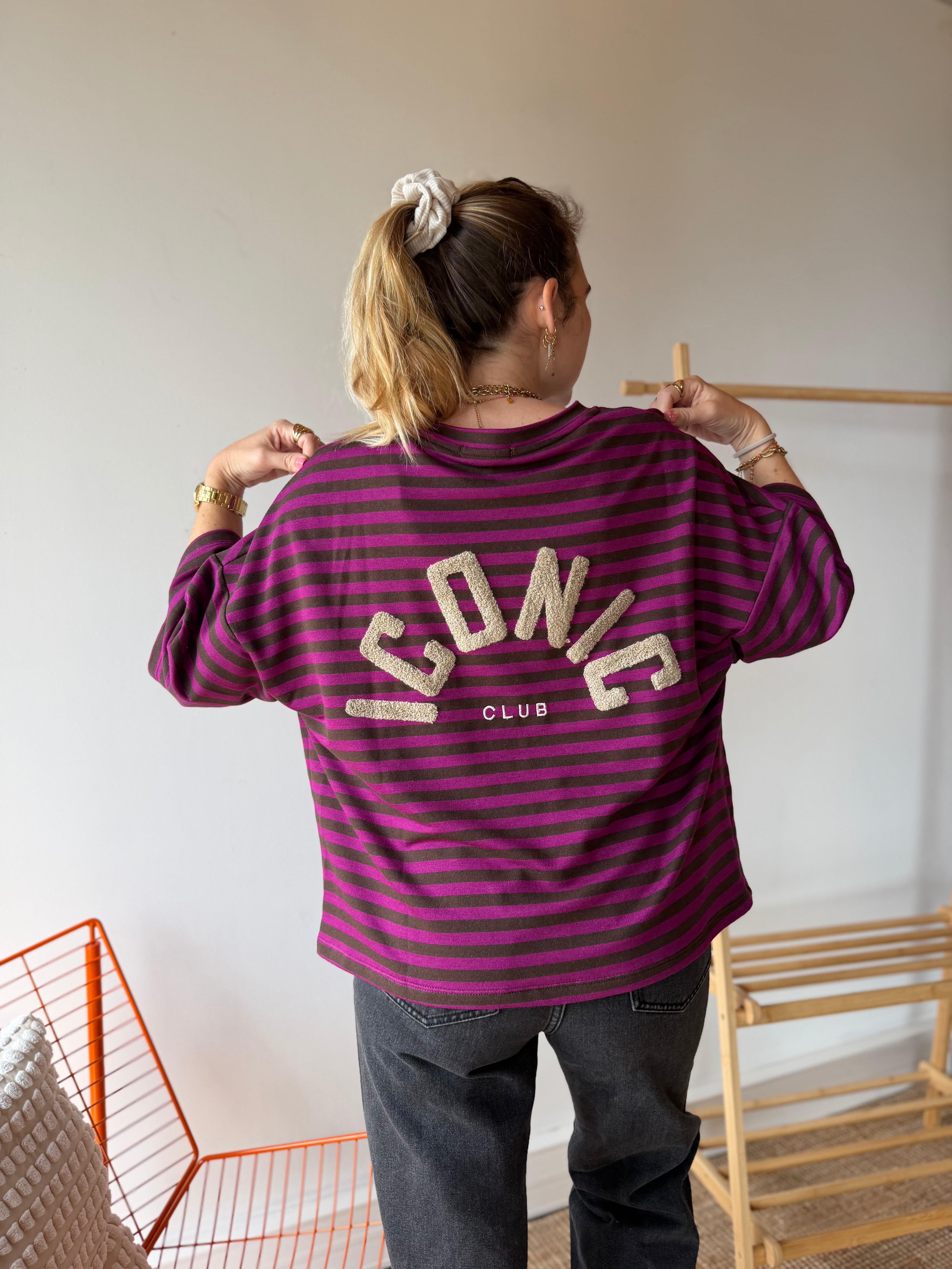 T-shirt marinière ICONIC Violet + Chocolat