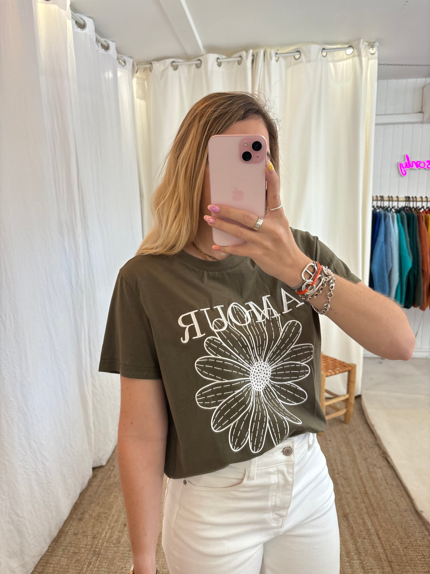 T-shirt AMOUR & FLEURS kaki