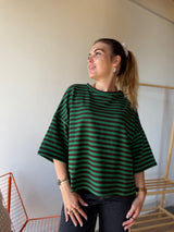 T-shirt marinière ICONIC Vert + Chocolat