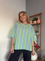 Sweat manche courte PAOLINA rayé bleu