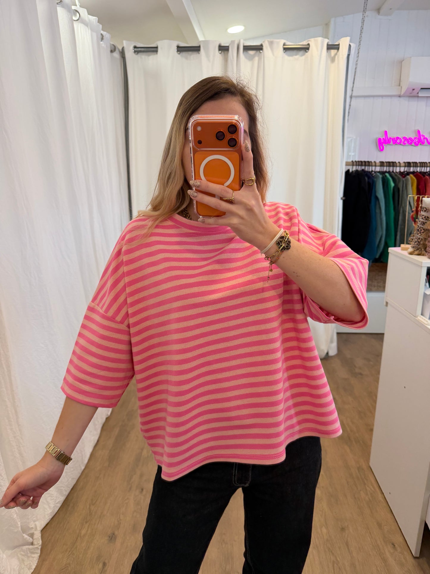 T-shirt LÉA marinière Rose + Rose