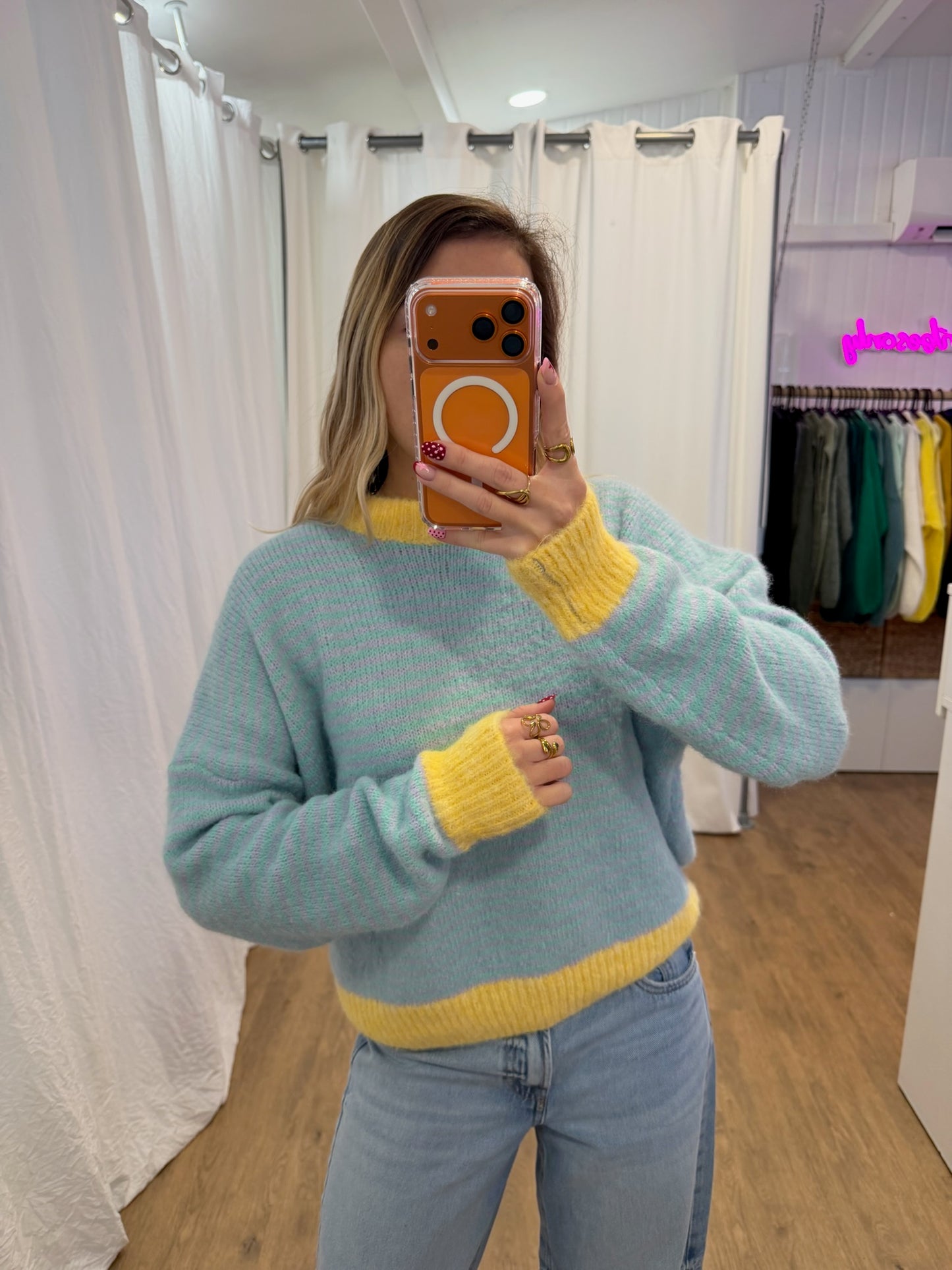 Pull SOLEN Bleu/Lilas/Jaune