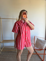 Combishort rayée JULIA rose + rouge