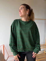 T-shirt marinière ICONIC Vert + Chocolat manches longues