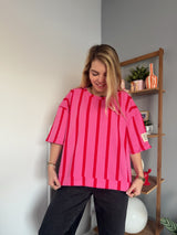 Sweat Manches courtes PAOLINA rayé rouge