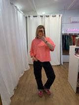T-shirt LÉA marinière Rose + Corail