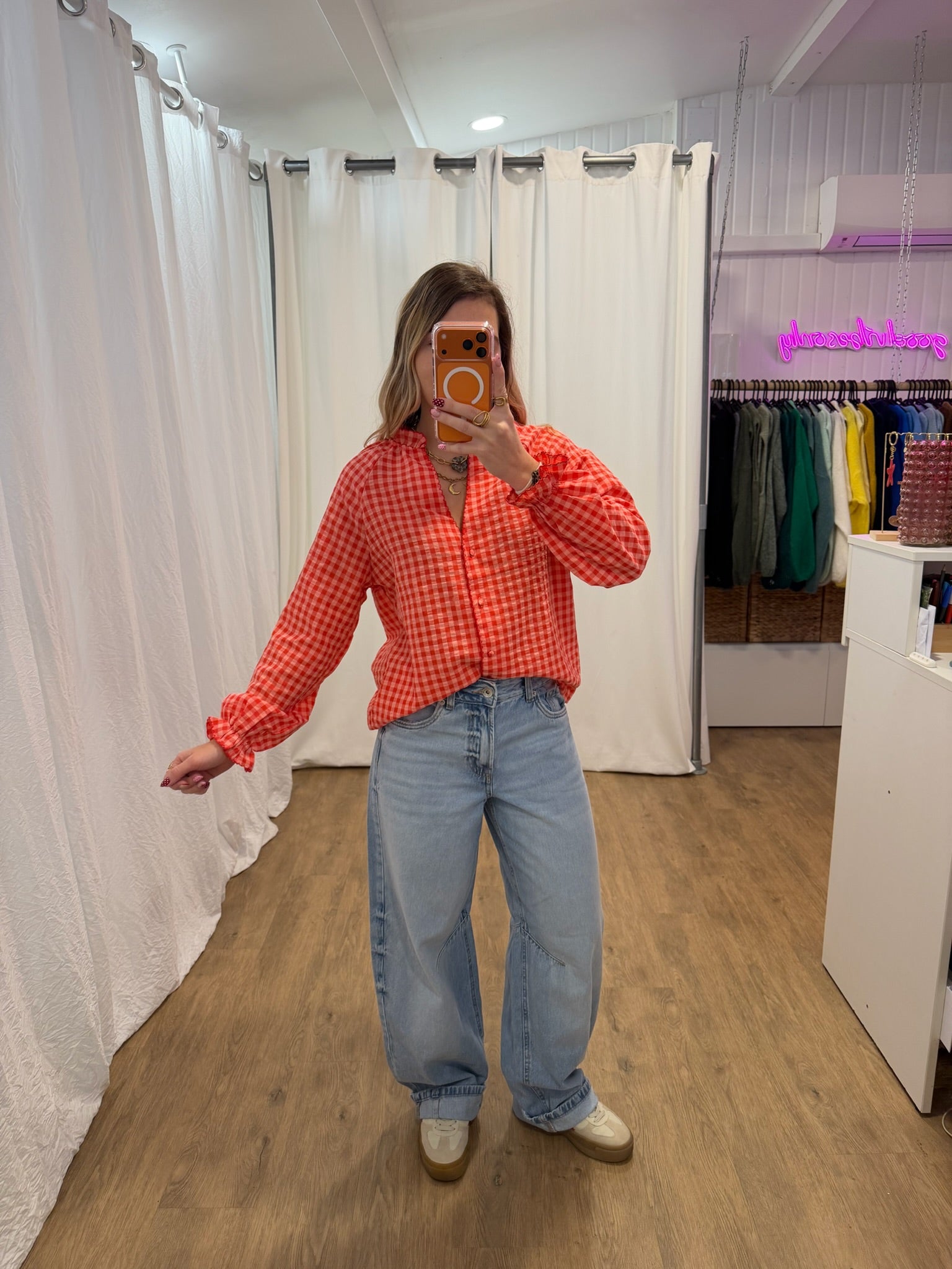Blouse LENNY vichy rouge
