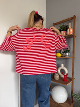 T-shirt marinière SOLEIL Rose + Rouge