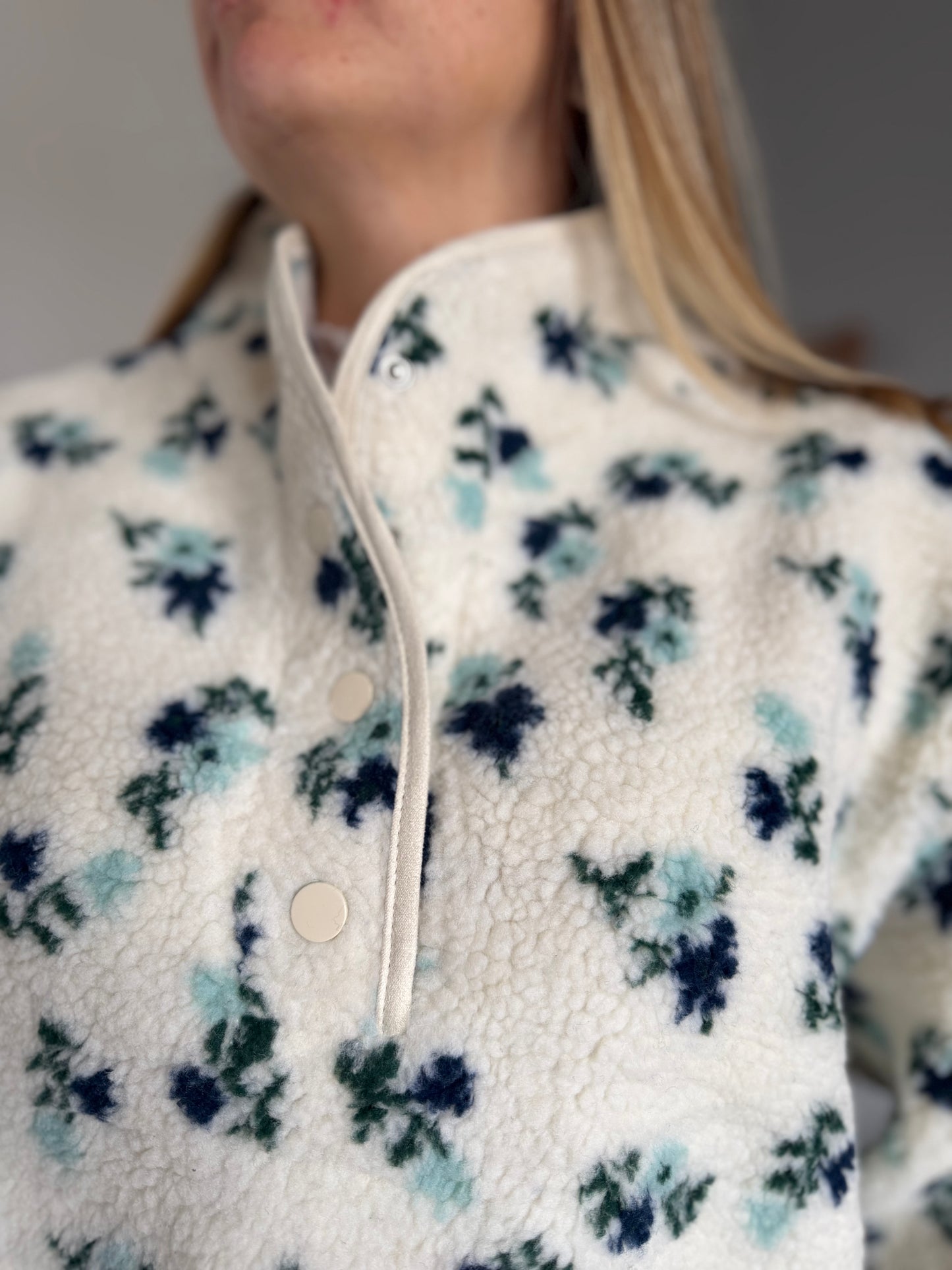 Veste polaire FLEURS Bleu