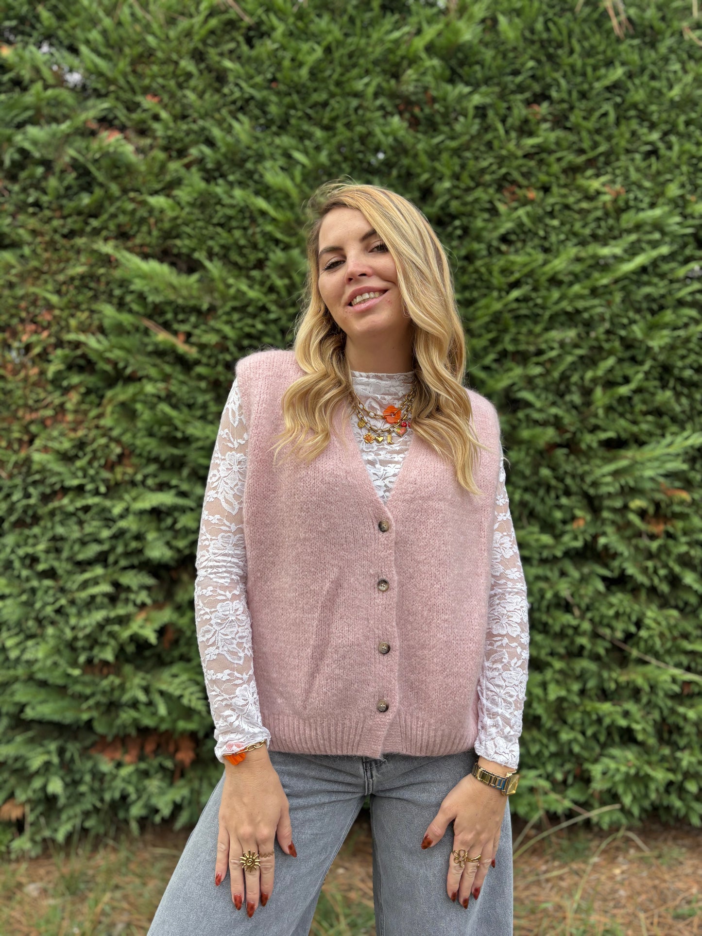 48 - Gilet TOM - Vieux rose clair