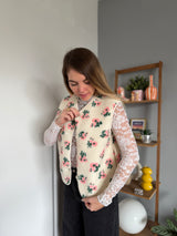 Veste sans manches FLEURS Rose