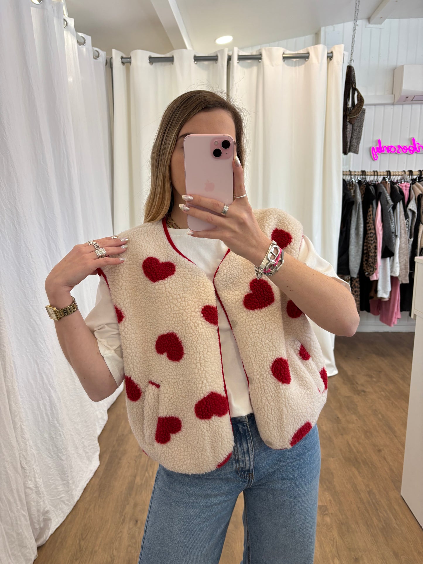 Veste sans manches ABY coeur Écru