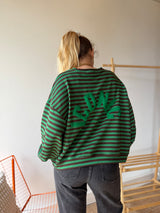 T-shirt marinière ICONIC Vert + Chocolat manches longues