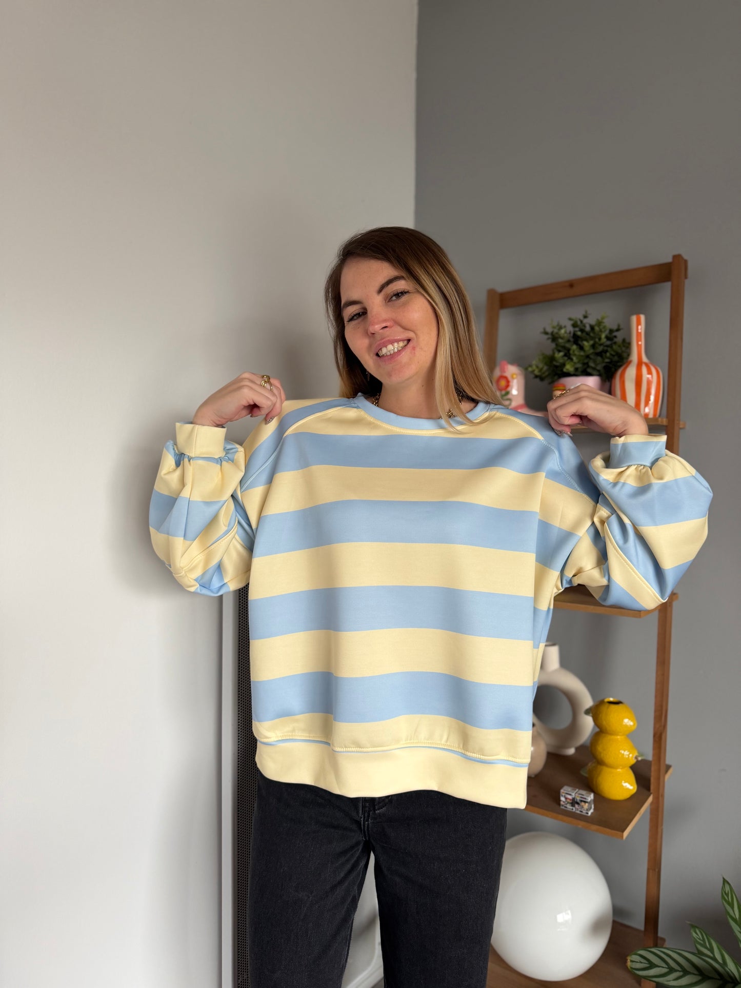 Sweat marinière GABRIEL Bleu + Jaune