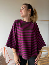 T-shirt marinière ICONIC Violet + Chocolat