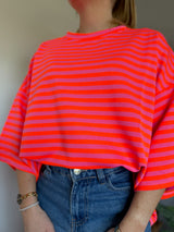 T-shirt marinière SOLEIL Orange + Rose