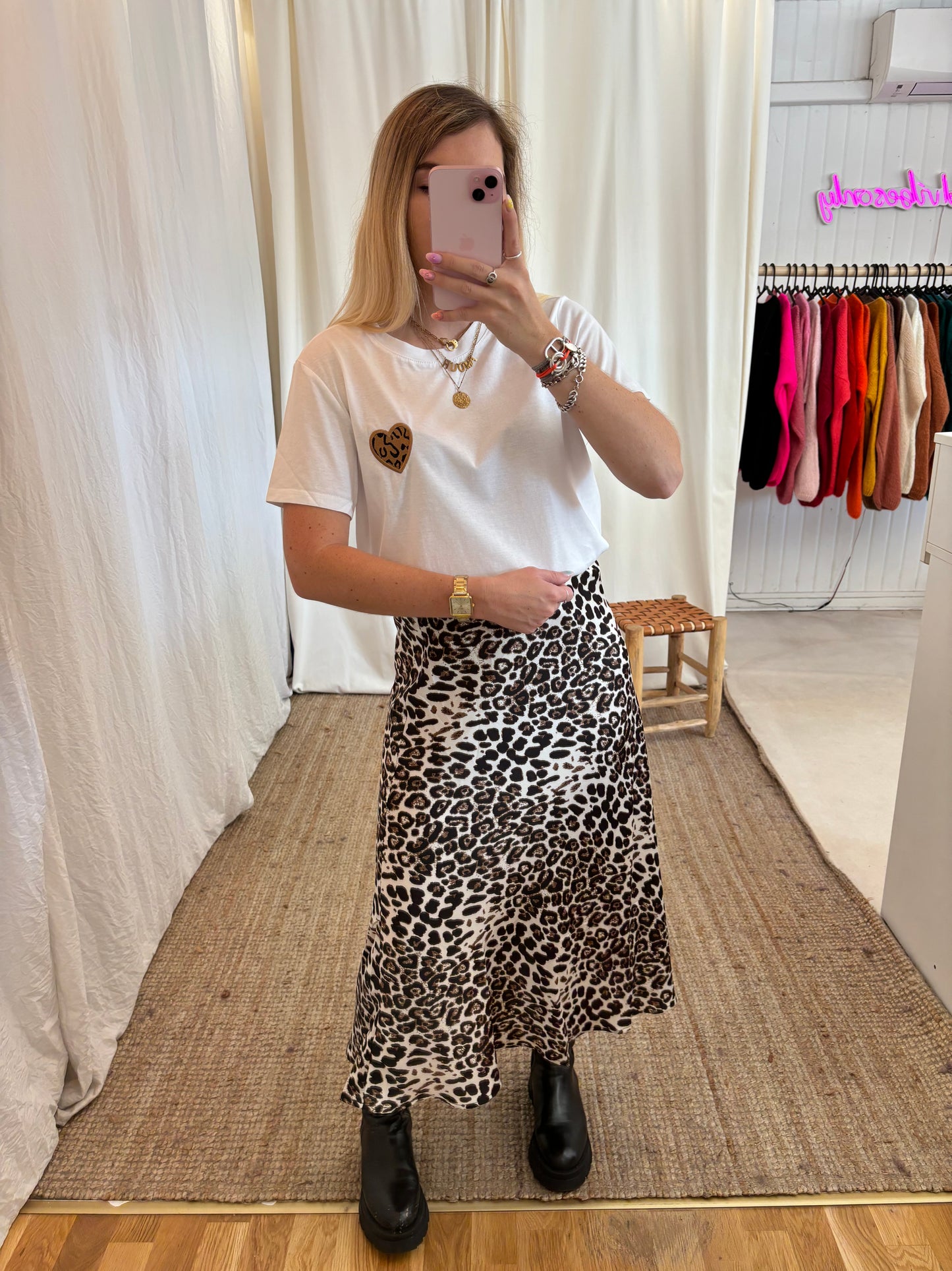 T-shirt CŒUR LÉOPARD Blanc