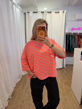 T-shirt LÉA marinière Rose + Corail