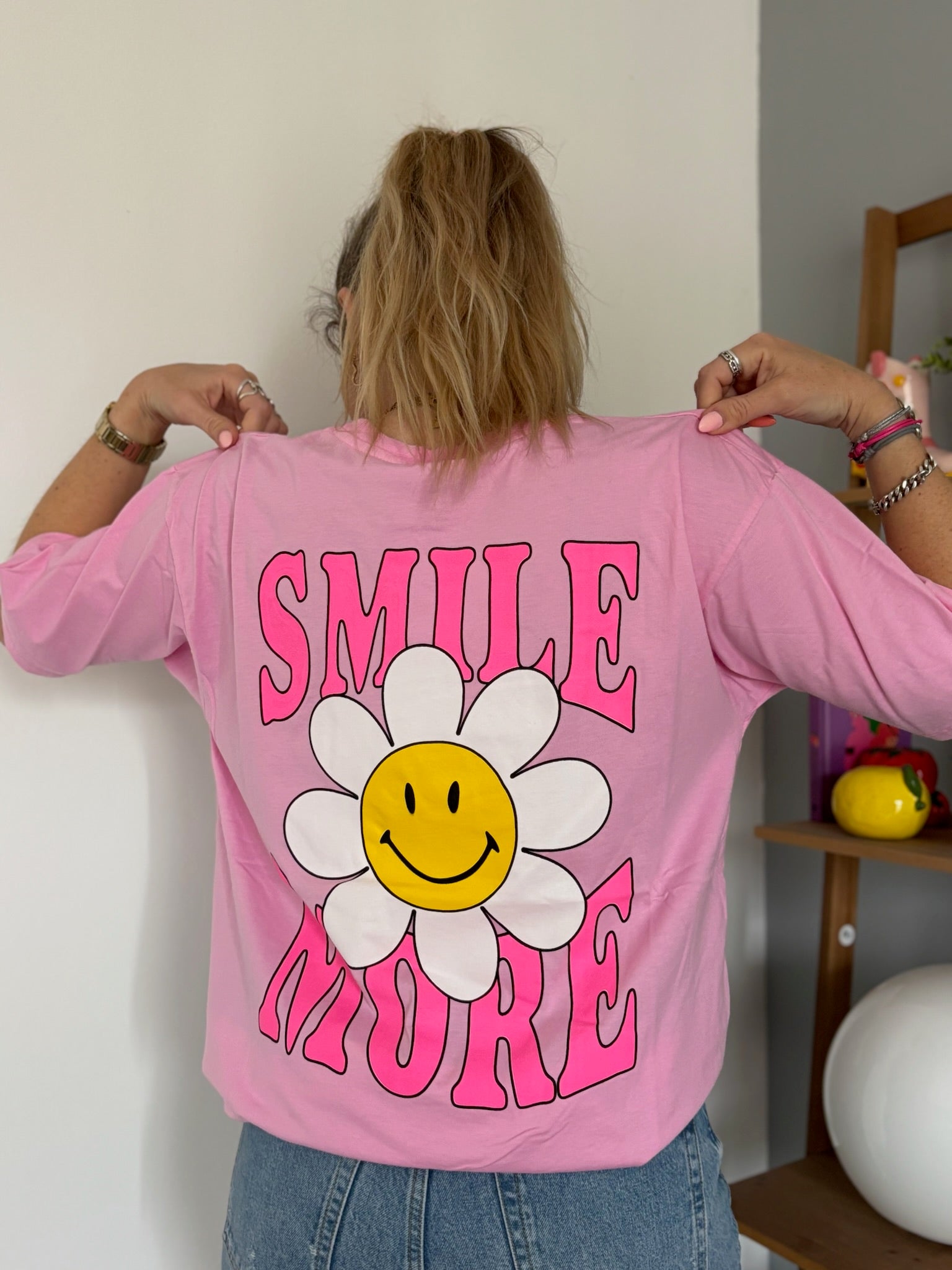 T-shirt SMILE MORE Rose •