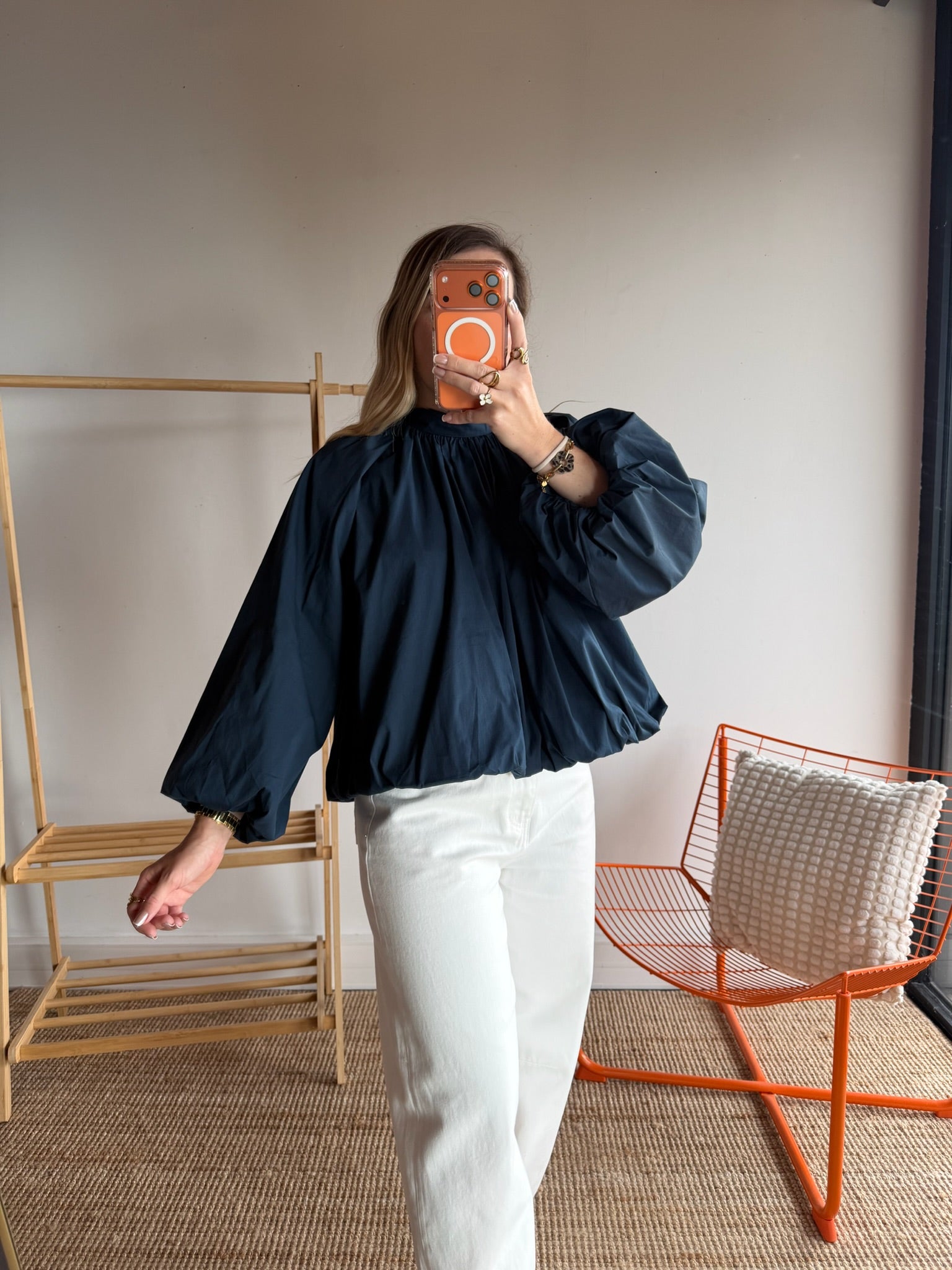 Blouse CARLA manches longues Bleu marine