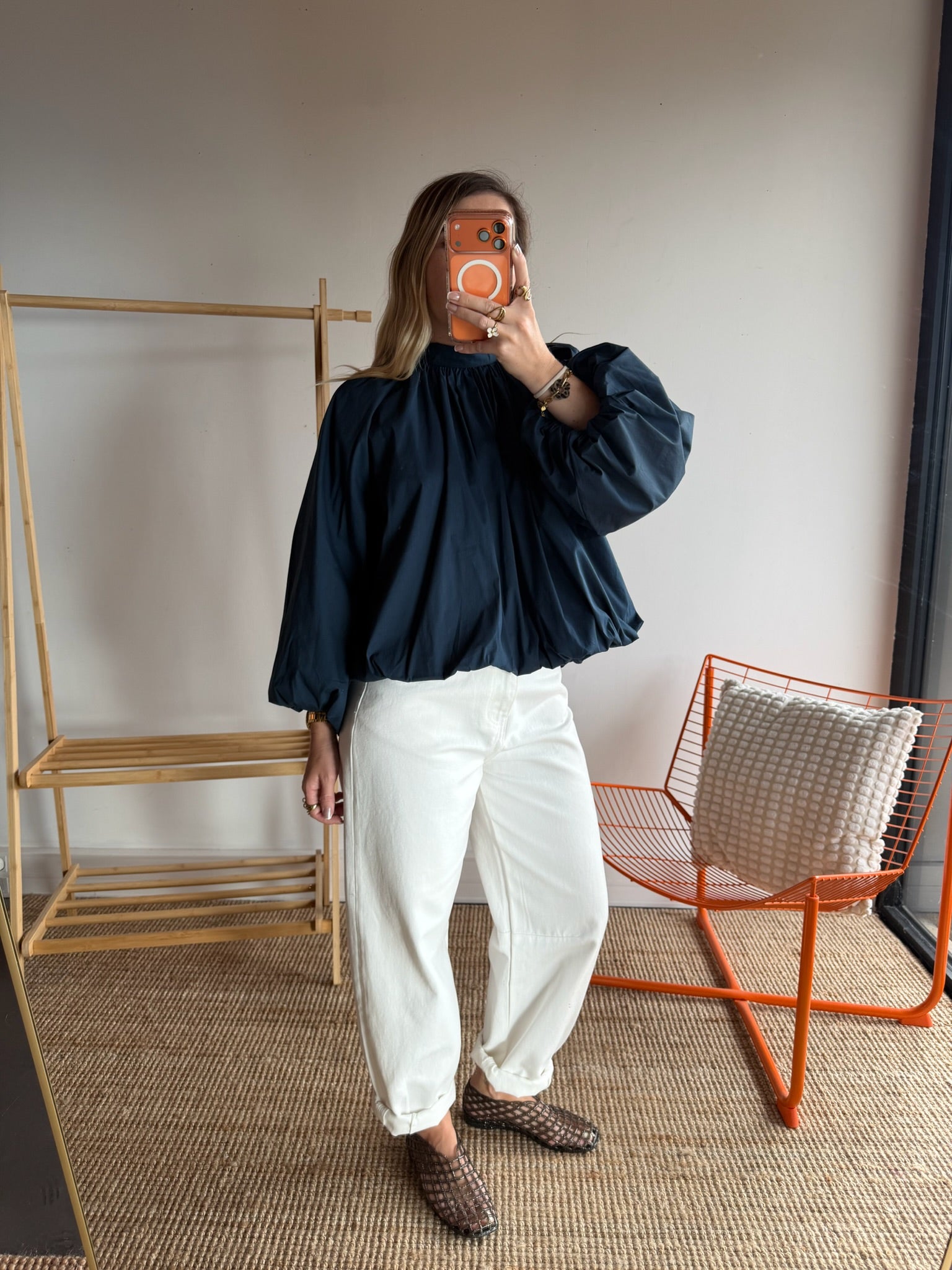 Blouse CARLA manches longues Bleu marine