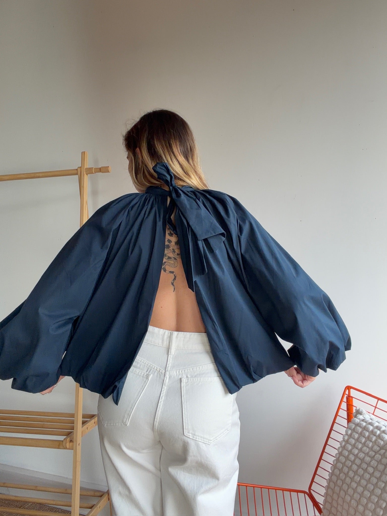 Blouse CARLA manches longues Bleu marine