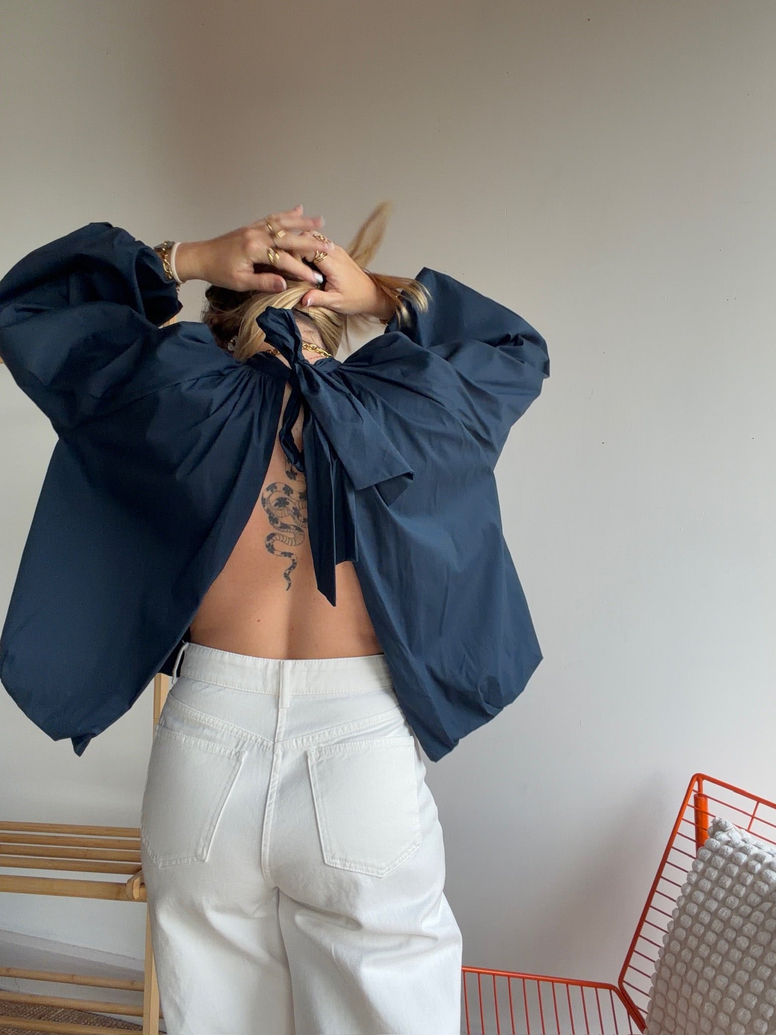 Blouse CARLA manches longues Bleu marine