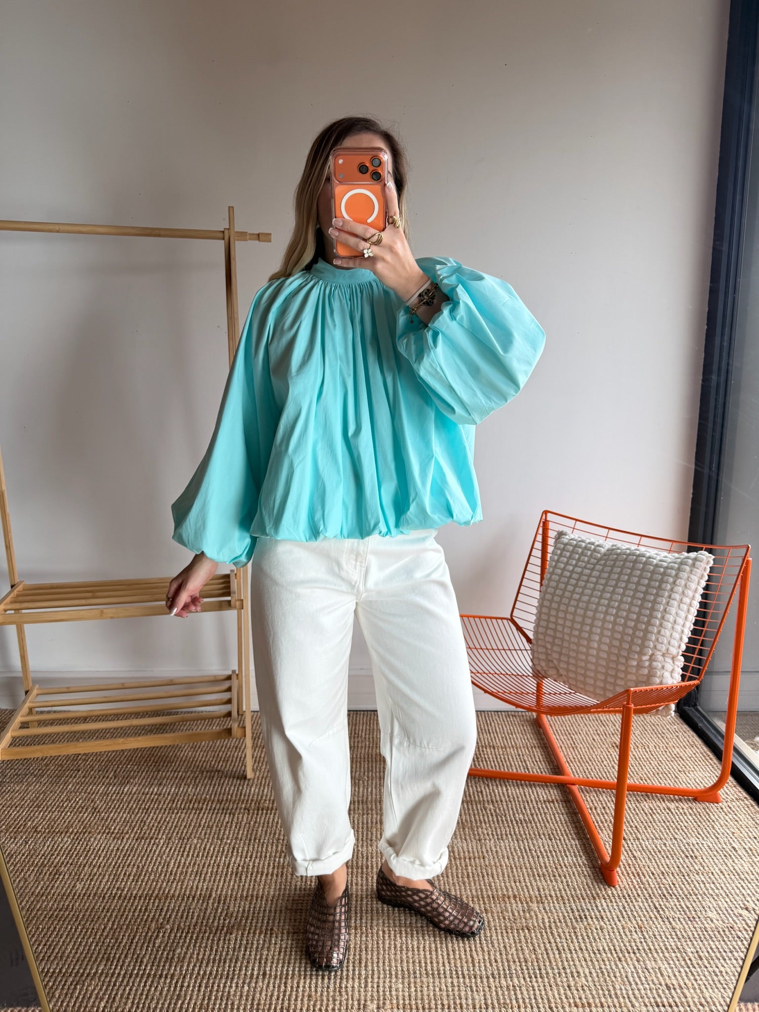 Blouse CARLA manches longues Turquoise