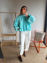 Blouse CARLA manches longues Turquoise
