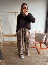Pantalon vichy LOUIS Camel + Beige