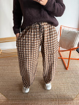 Pantalon vichy LOUIS Camel + Beige