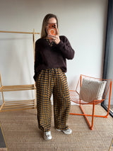 Pantalon vichy LOUIS Jaune + Chocolat