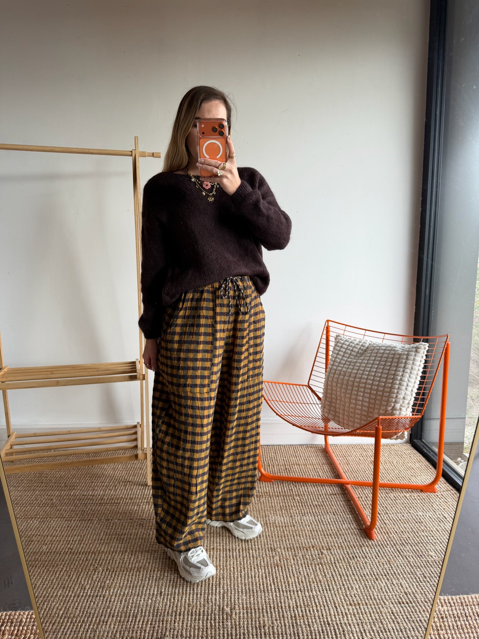 Pantalon vichy LOUIS Jaune + Chocolat