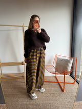 Pantalon vichy LOUIS Jaune + Chocolat