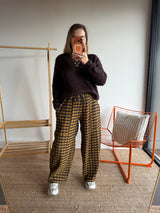 Pantalon vichy LOUIS Jaune + Chocolat