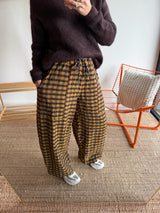 Pantalon vichy LOUIS Jaune + Chocolat