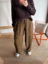 Pantalon vichy LOUIS Jaune + Chocolat