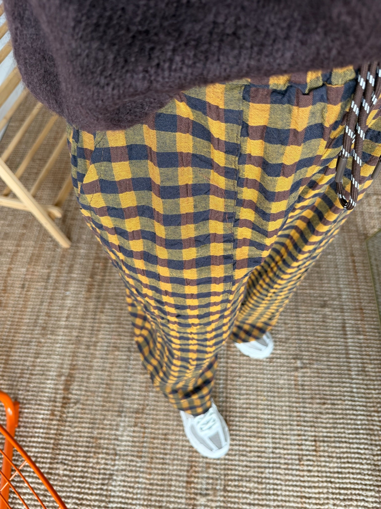 Pantalon vichy LOUIS Jaune + Chocolat