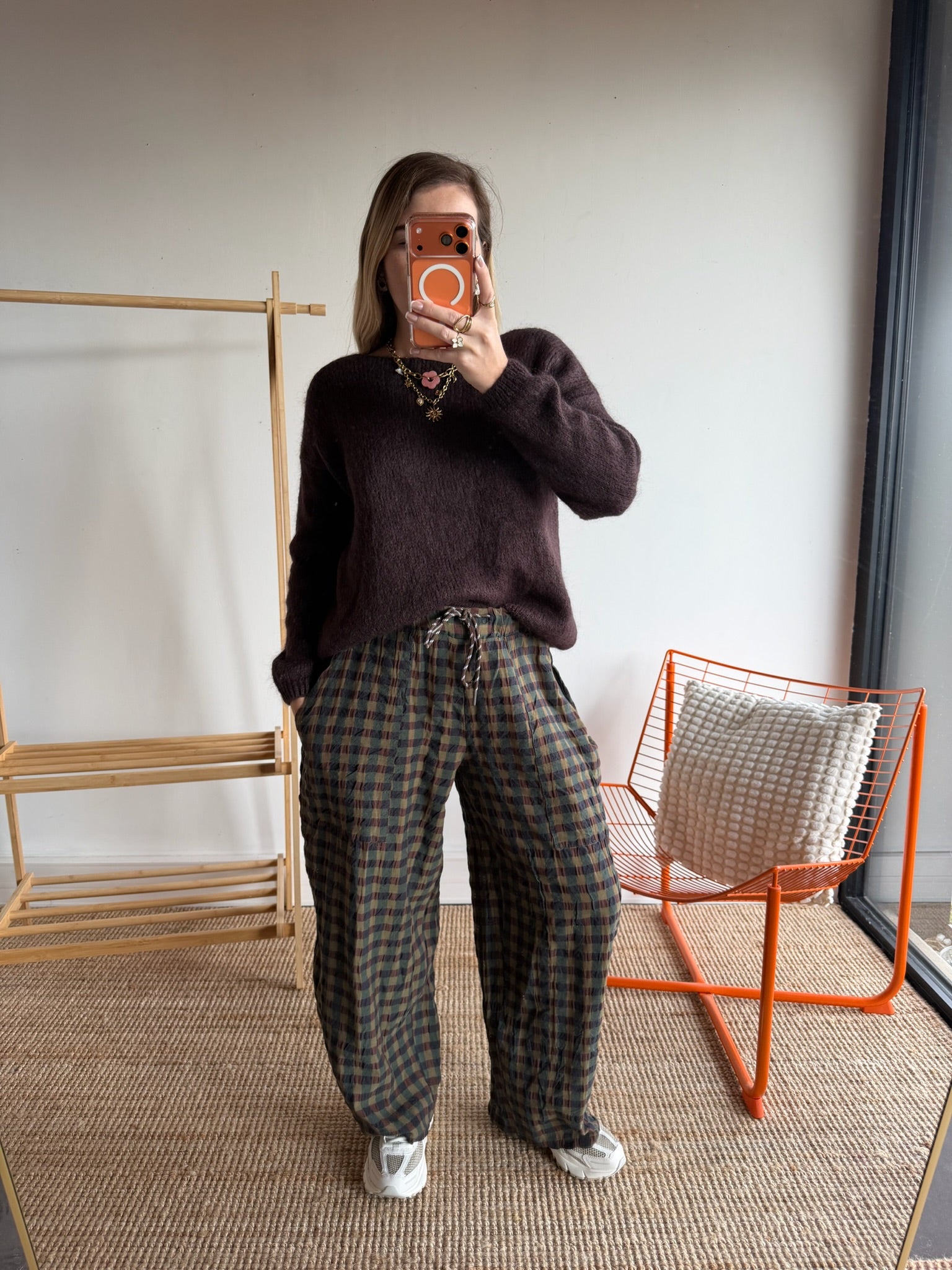 Pantalon vichy LOUIS Bleu marine + Kaki