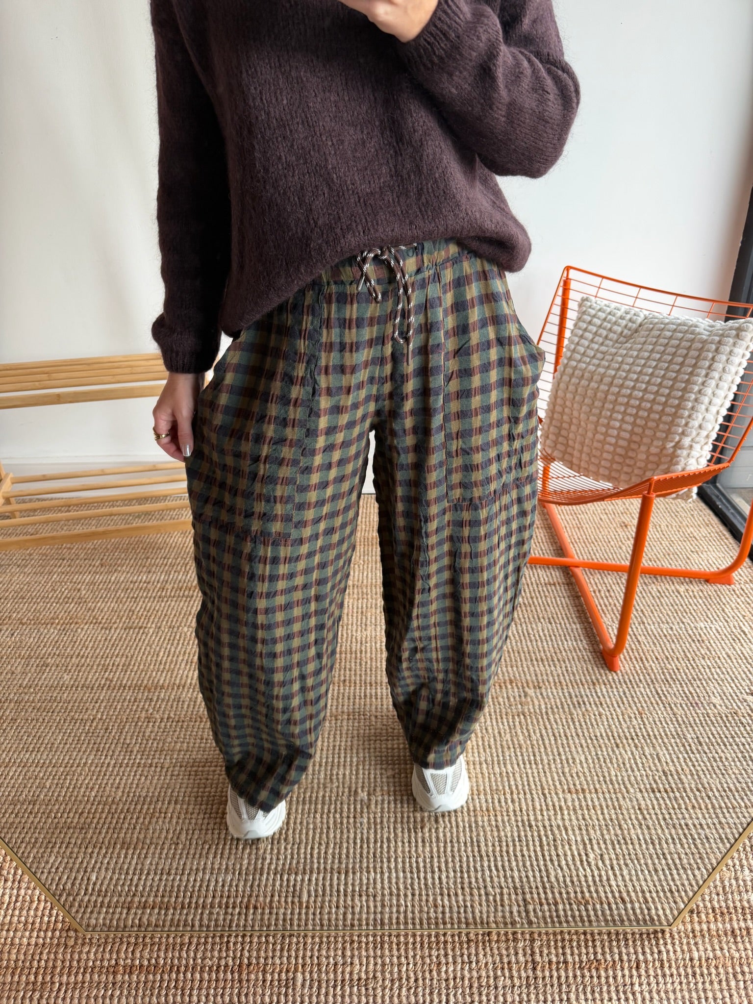 Pantalon vichy LOUIS Bleu marine + Kaki