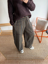 Pantalon vichy LOUIS Bleu marine + Kaki
