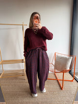 Pantalon vichy LOUIS Rouge + Bleu marine