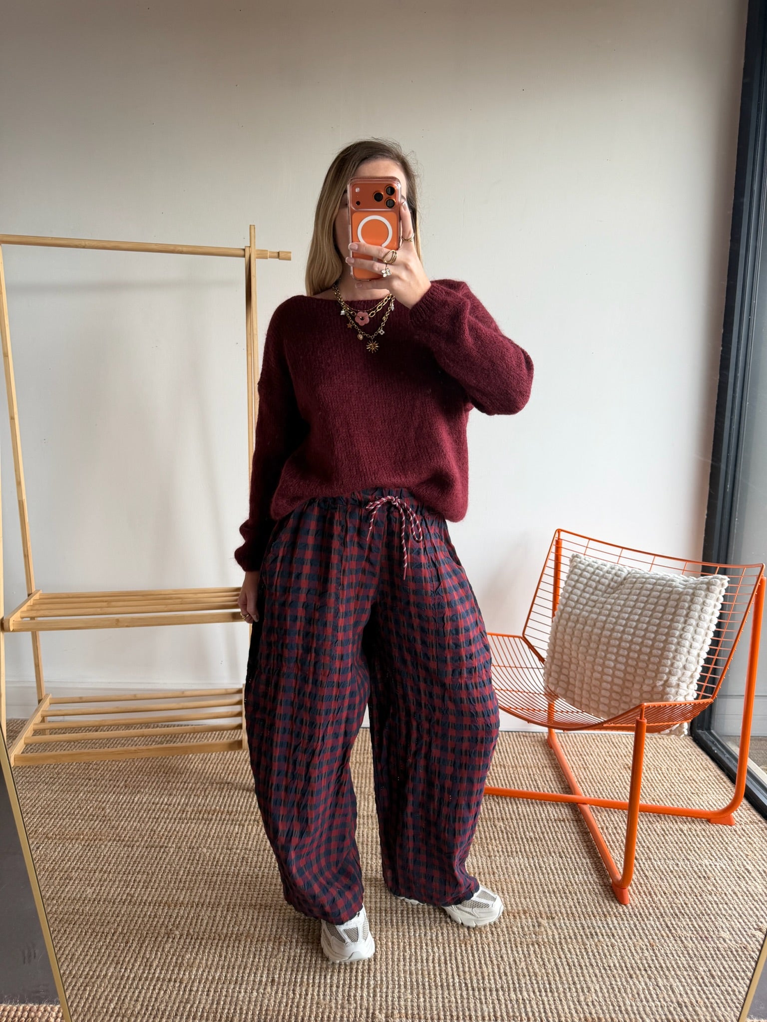 Pantalon vichy LOUIS Rouge + Bleu marine