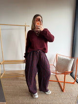 Pantalon vichy LOUIS Rouge + Bleu marine