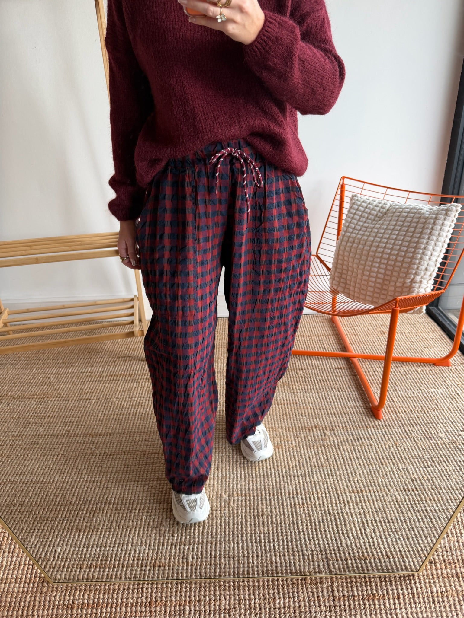 Pantalon vichy LOUIS Rouge + Bleu marine